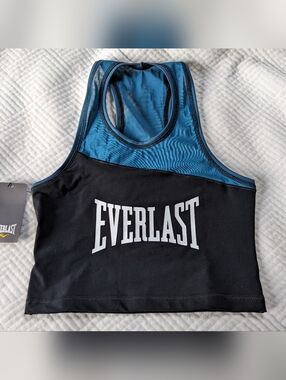 Everlast Sports Bra Women’s Size Medium Black Blue Athletic Tank